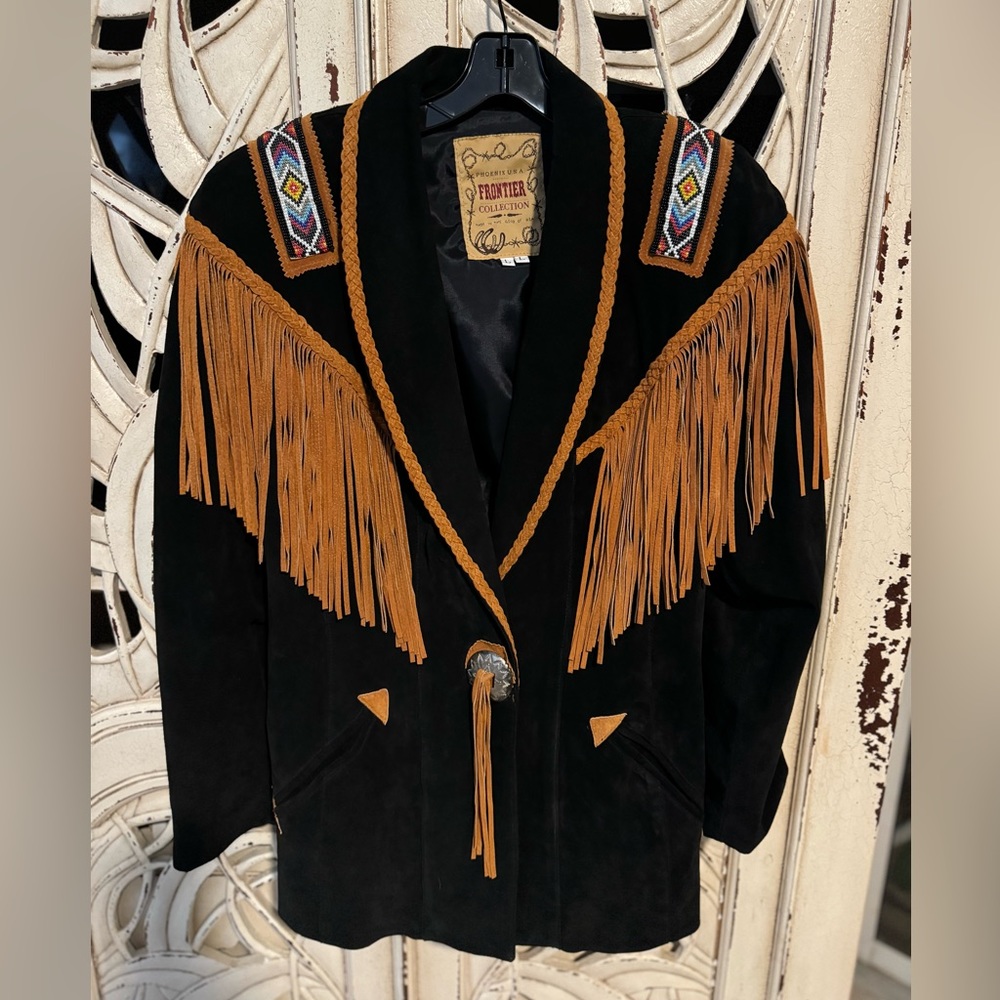 Vintage western suede fringe jacket